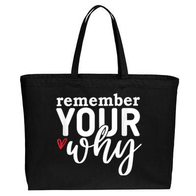 Remember Your Why Inspirational Cotton Canvas Jumbo Tote