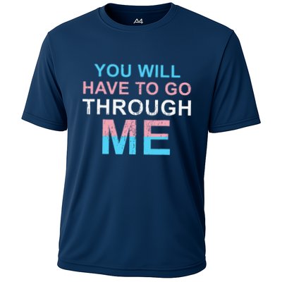 Retro You Will Have To Go Through Me Lgbtq Transg Cooling Performance Crew T-Shirt