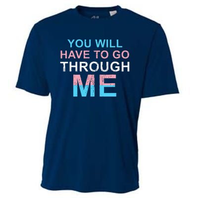 Retro You Will Have To Go Through Me Lgbtq Transg Cooling Performance Crew T-Shirt