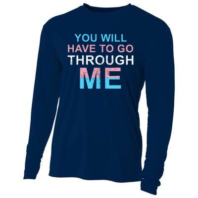 Retro You Will Have To Go Through Me Lgbtq Transg Cooling Performance Long Sleeve Crew