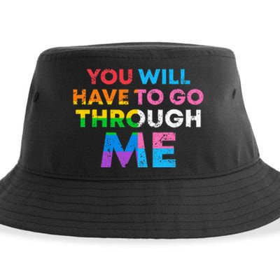 Retro You Will Have To Go Through Me Lgbtq Sustainable Bucket Hat