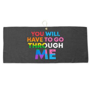 Retro You Will Have To Go Through Me Lgbtq Large Microfiber Waffle Golf Towel