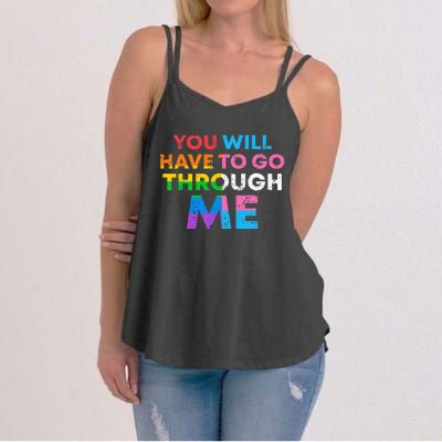 Retro You Will Have To Go Through Me Lgbtq Women's Strappy Tank