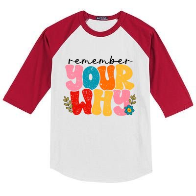 Remember Your Why Inspirational Motivational Sarcastic Kids Colorblock Raglan Jersey