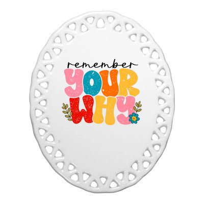 Remember Your Why Inspirational Motivational Sarcastic Ceramic Oval Ornament