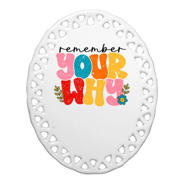 Remember Your Why Inspirational Motivational Sarcastic Ceramic Oval Ornament