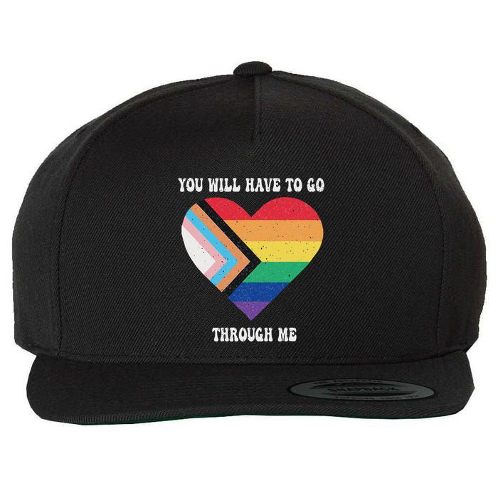Retro You Will Have To Go Through Me Lgbtq Pride Day Wool Snapback Cap