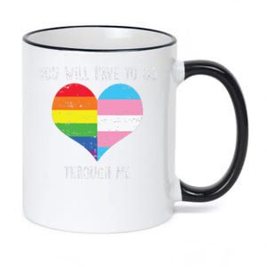 Retro You Will Have To Go Through Me Lgbtq 11oz Black Color Changing Mug