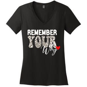 Remember Your Why Cool Funny Motivation Inspirational Quote Women's V-Neck T-Shirt