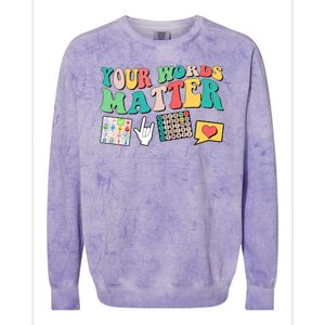 Retro Your Words Matters Speech Therapy Specialist Colorblast Crewneck Sweatshirt