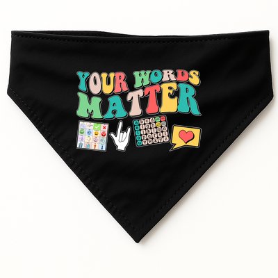 Retro Your Words Matters Speech Therapy Specialist USA-Made Doggie Bandana