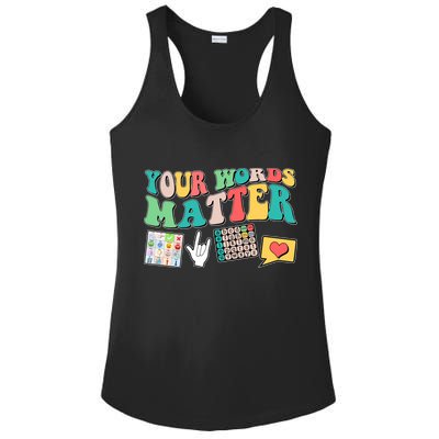 Retro Your Words Matters Speech Therapy Specialist Ladies PosiCharge Competitor Racerback Tank