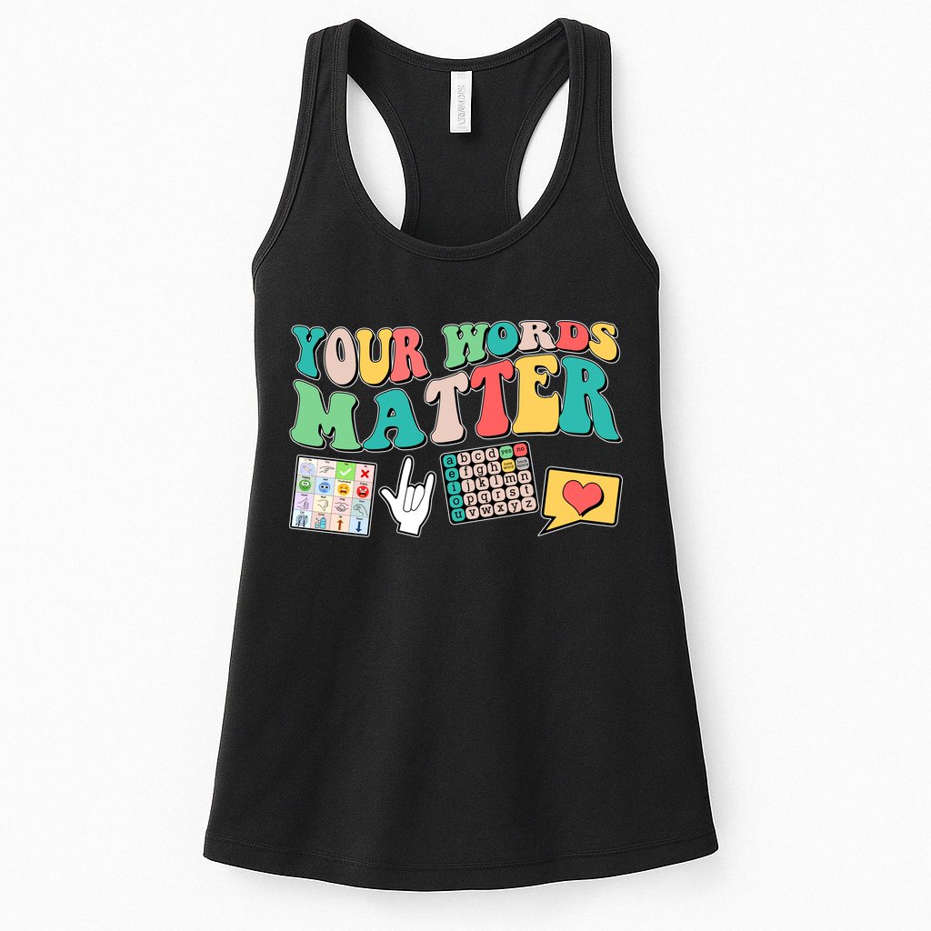 Retro Your Words Matters Speech Therapy Specialist Womens Tank Top