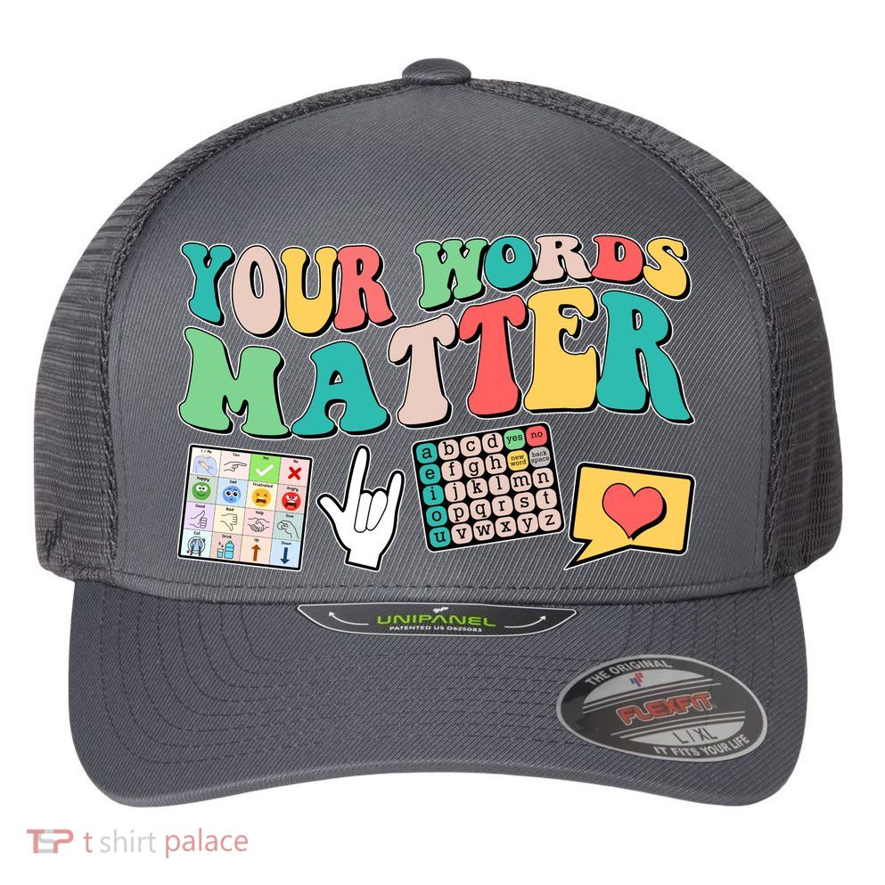 Retro Your Words Matters Speech Therapy Specialist Flexfit Unipanel Trucker Cap