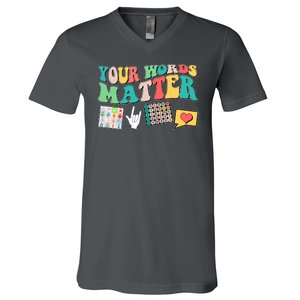 Retro Your Words Matters Speech Therapy Specialist V-Neck T-Shirt