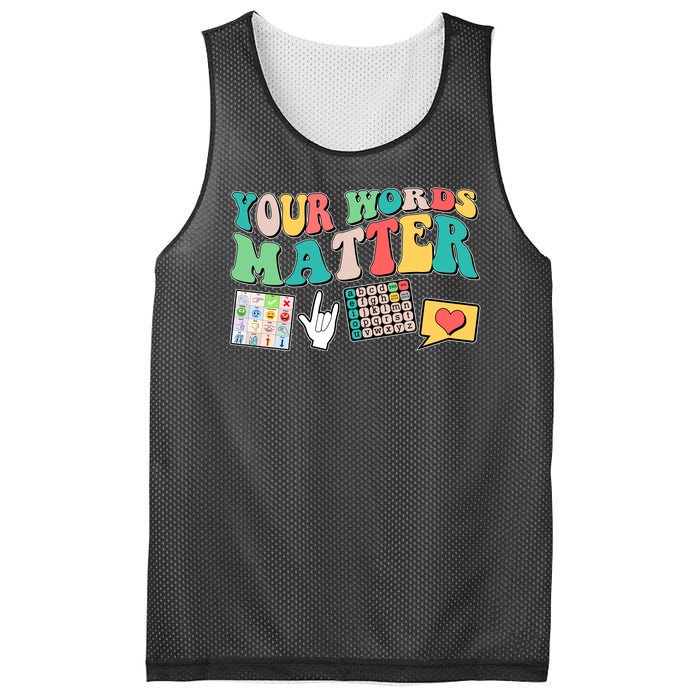 Retro Your Words Matters Speech Therapy Specialist Mesh Reversible Basketball Jersey Tank