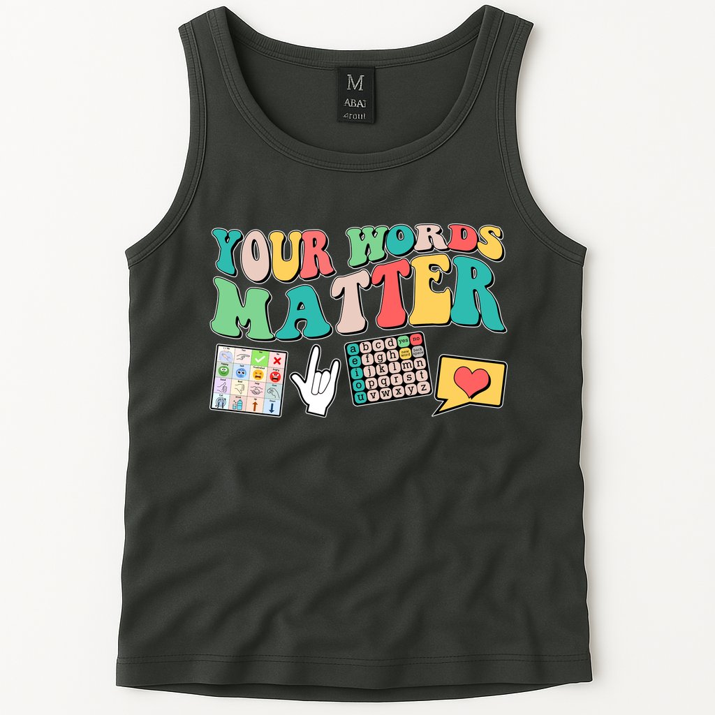 Retro Your Words Matters Speech Therapy Specialist Tank Top
