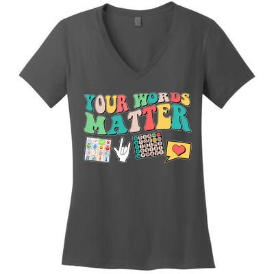 Retro Your Words Matters Speech Therapy Specialist Women's V-Neck T-Shirt