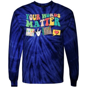 Retro Your Words Matters Speech Therapy Specialist Tie-Dye Long Sleeve Shirt