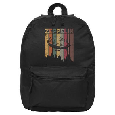 Retro Zeppelin 70s 80s Dirigible Airship Zepelin Zepplin 16 in Basic Backpack