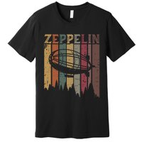 Retro Zeppelin 70s 80s Dirigible Airship Zepelin Zepplin Premium T-Shirt