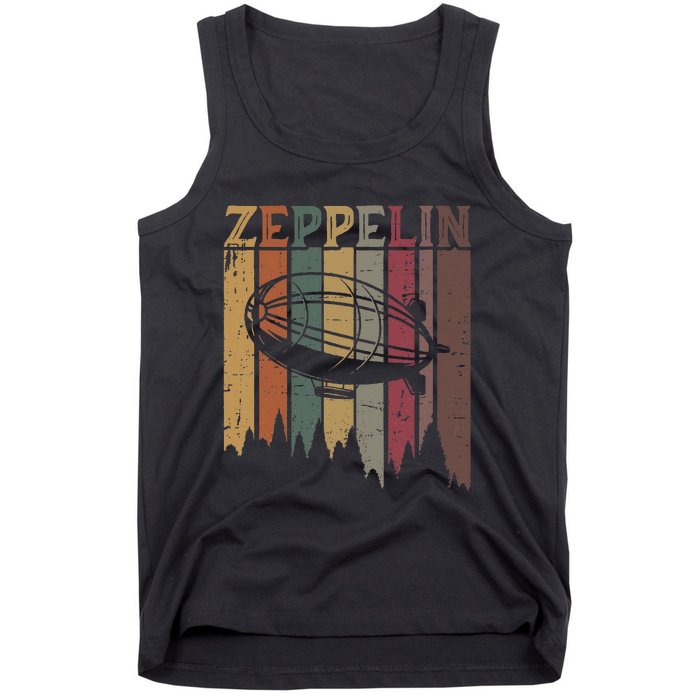 Retro Zeppelin 70s 80s Dirigible Airship Zepelin Zepplin Tank Top