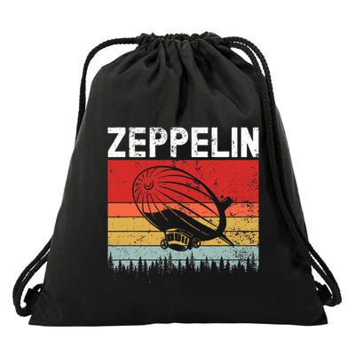 Retro Zeppelin 70s Dirigible Blimp Airship Zepelin Zepplin Drawstring Bag
