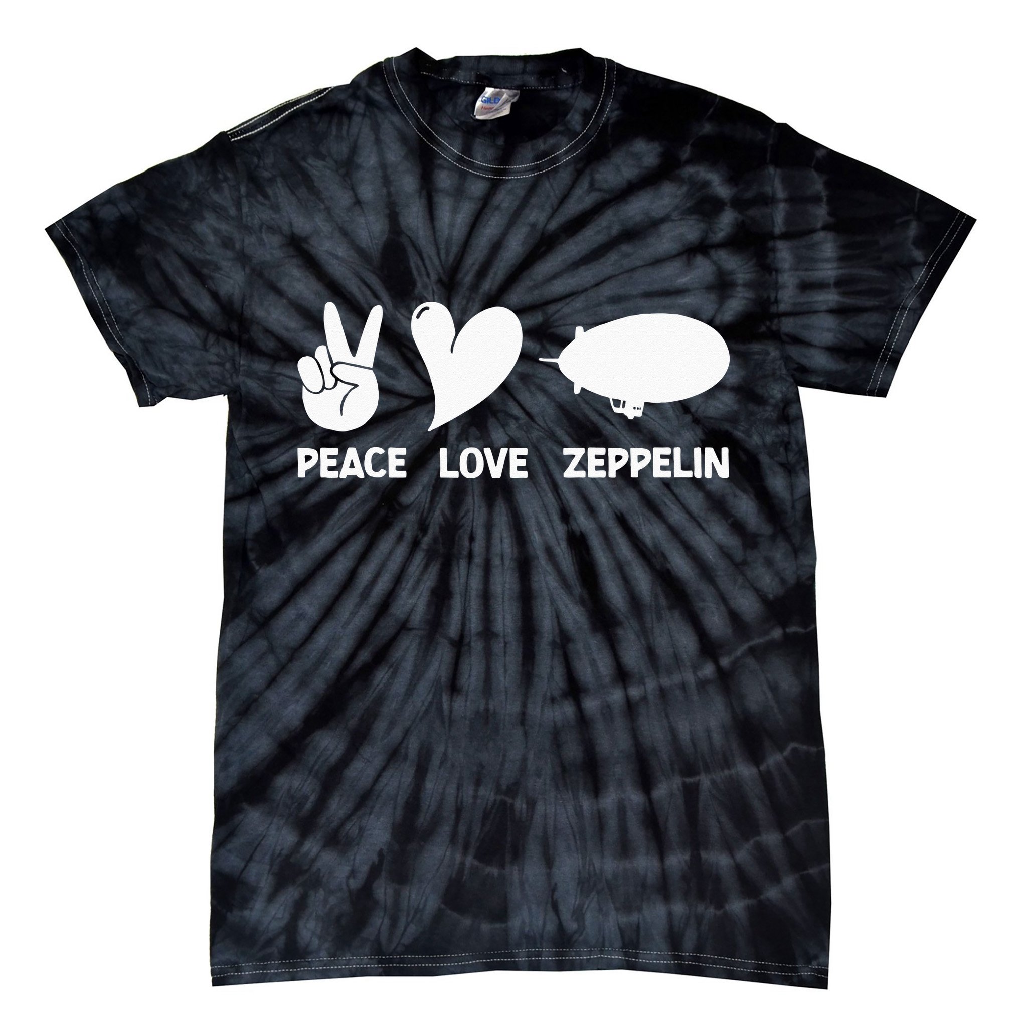 Retro Zeppelin 70s 80s Dirigible Airship Zepelin Zepplin Tie-Dye T-Shirt