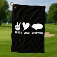 Retro Zeppelin 70s 80s Dirigible Airship Zepelin Zepplin Golf Towel