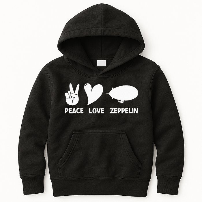 Retro Zeppelin 70s 80s Dirigible Airship Zepelin Zepplin Kids Hoodie