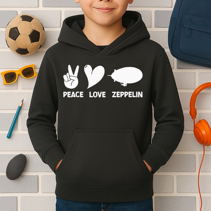 Retro Zeppelin 70s 80s Dirigible Airship Zepelin Zepplin Kids Hoodie