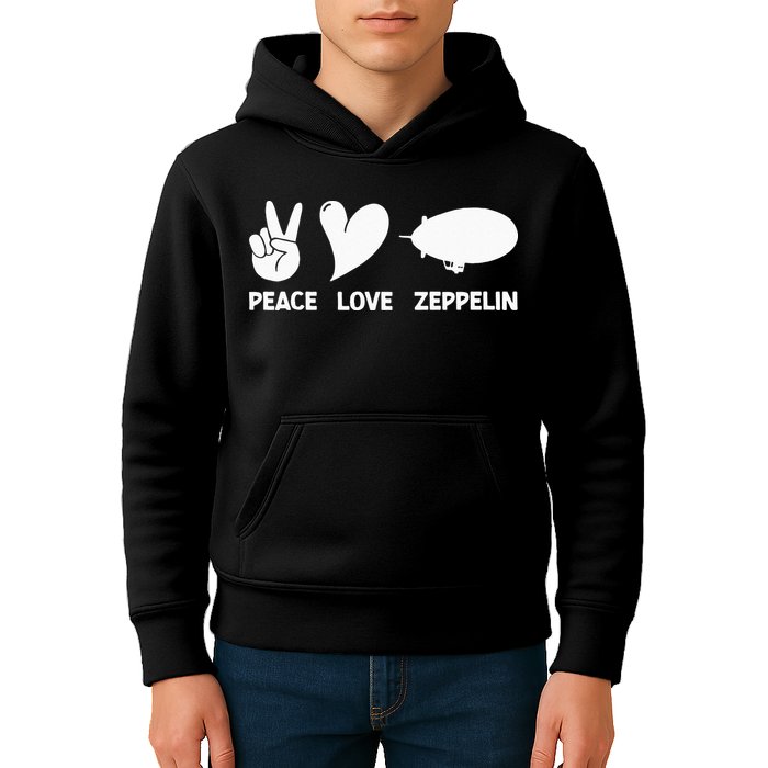 Retro Zeppelin 70s 80s Dirigible Airship Zepelin Zepplin Kids Hoodie