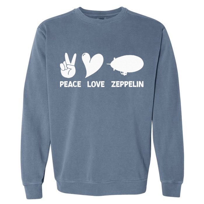 Retro Zeppelin 70s 80s Dirigible Airship Zepelin Zepplin Garment-Dyed Sweatshirt