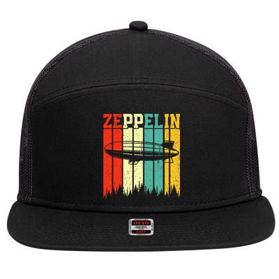 Retro Zeppelin 70s 80s Dirigible Airship Zepelin 7 Panel Mesh Trucker Snapback Hat