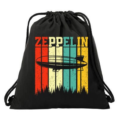 Retro Zeppelin 70s 80s Dirigible Airship Zepelin Drawstring Bag