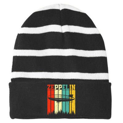 Retro Zeppelin 70s 80s Dirigible Airship Zepelin Striped Beanie with Solid Band