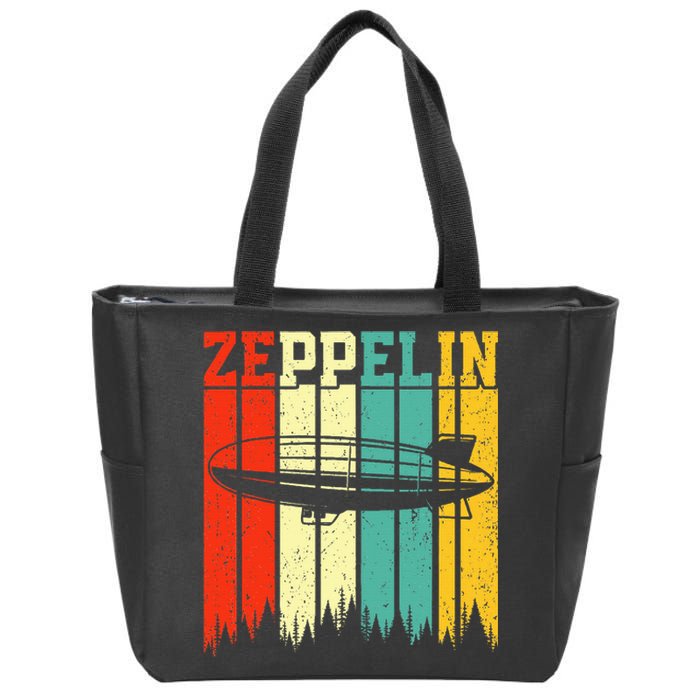 Retro Zeppelin 70s 80s Dirigible Airship Zepelin Zip Tote Bag