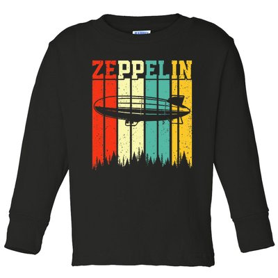 Retro Zeppelin 70s 80s Dirigible Airship Zepelin Zepplin Toddler Long Sleeve Shirt