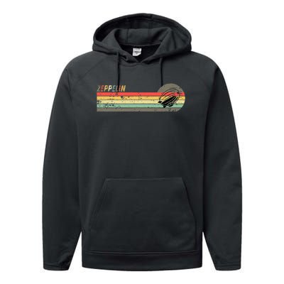 Retro Zeppelin 70s 80s Dirigible Performance Fleece Hoodie