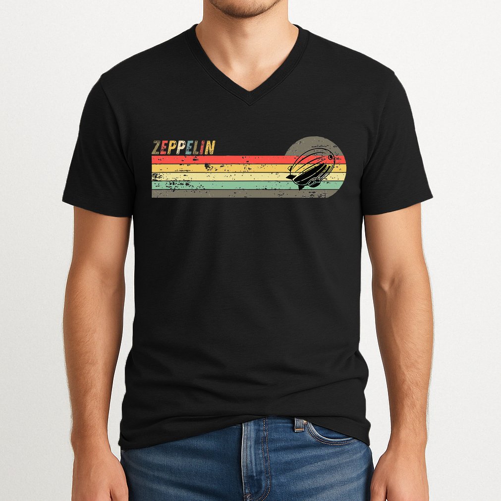 Retro Zeppelin 70s 80s Dirigible V-Neck T-Shirt