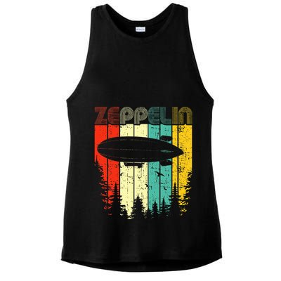 Retro Zeppelin 70s 80s Dirigible Airship Zepelin Zepplin Ladies PosiCharge Tri-Blend Wicking Tank