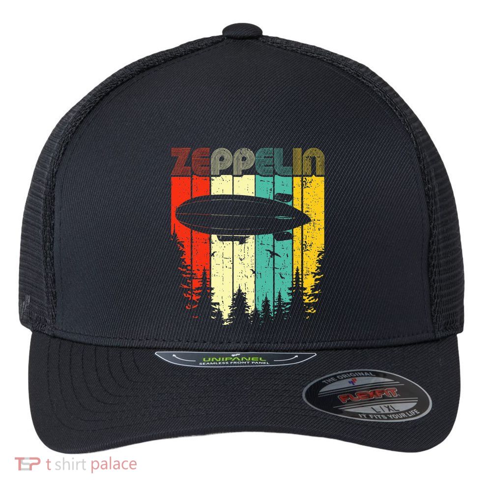 Retro Zeppelin 70s 80s Dirigible Airship Zepelin Zepplin Flexfit Unipanel Trucker Cap
