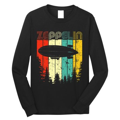 Retro Zeppelin 70s 80s Dirigible Airship Zepelin Zepplin Long Sleeve Shirt