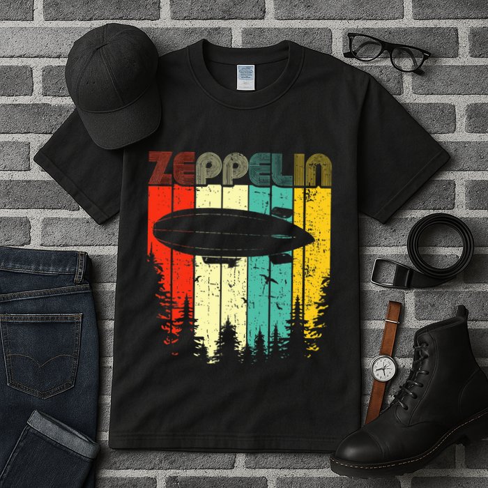 Retro Zeppelin 70s 80s Dirigible Airship Zepelin Zepplin Tall T-Shirt