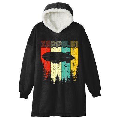 Retro Zeppelin 70s 80s Dirigible Airship Zepelin Zepplin Hooded Wearable Blanket