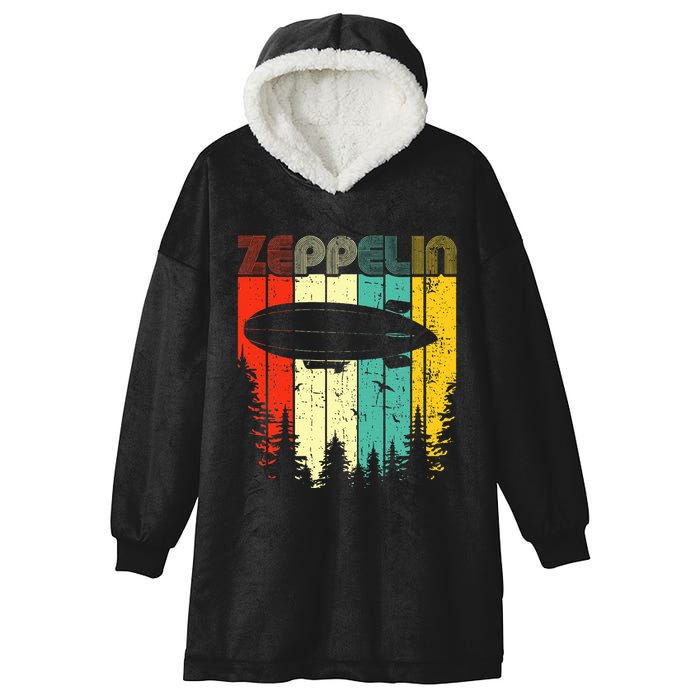 Retro Zeppelin 70s 80s Dirigible Airship Zepelin Zepplin Hooded Wearable Blanket