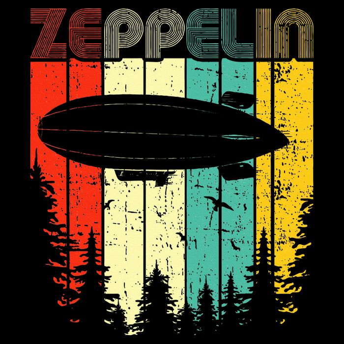 Retro Zeppelin 70s 80s Dirigible Airship Zepelin Zepplin Bucket Hat