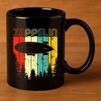 Retro Zeppelin 70s 80s Dirigible Airship Zepelin Zepplin 11oz C Handle Ceramic Mug