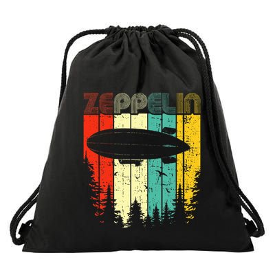 Retro Zeppelin 70s 80s Dirigible Airship Zepelin Zepplin Drawstring Bag