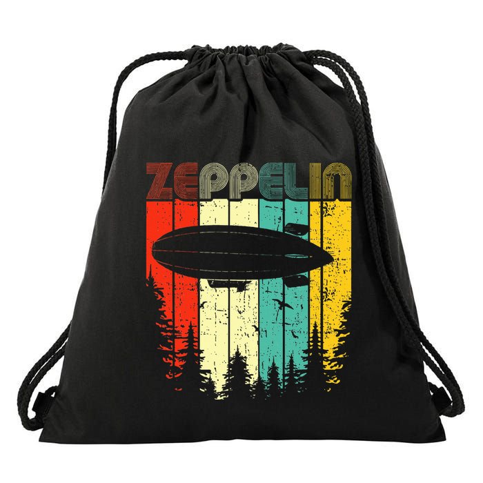 Retro Zeppelin 70s 80s Dirigible Airship Zepelin Zepplin Drawstring Bag
